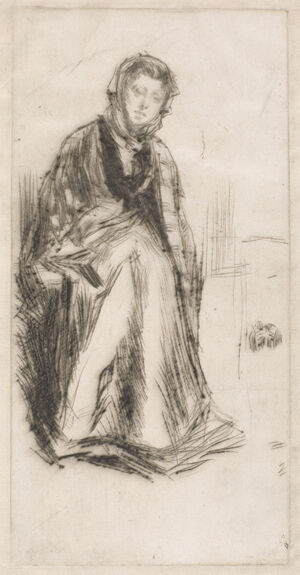 Drypoint in black ink on off-white Japanese paper; only state