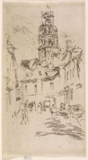 Etching in dark brown ink on ivory laid paper; only state