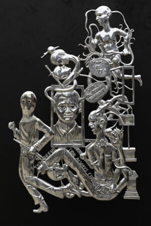 Aluminum caste, color pigment, thread and resin