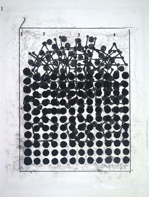 Screenprint in three colors on Lana Aquarelle paper (torn to size) (MP)