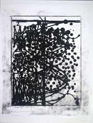 Screenprint in three colors on Lana Aquarelle paper (torn to size) (MP)