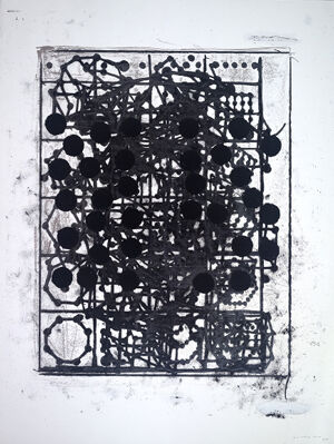 Screenprint in three colors on Lana Aquarelle paper (torn to size) (MP)
