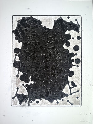 Screenprint in three colors on Lana Aquarelle paper (torn to size) (MP)