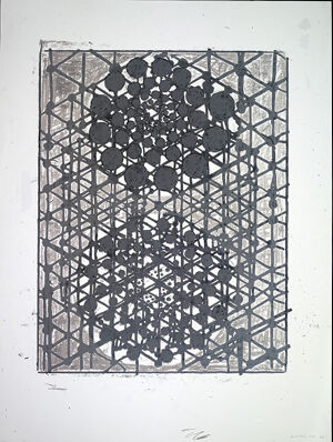 Screenprint in three colors on Lana Aquarelle paper (torn to size) (MP)