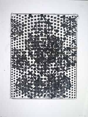 Screenprint in three colors on Lana Aquarelle paper (torn to size) (MP)