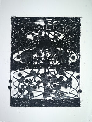 Screenprint in three colors on Lana Aquarelle paper (torn to size) (MP)