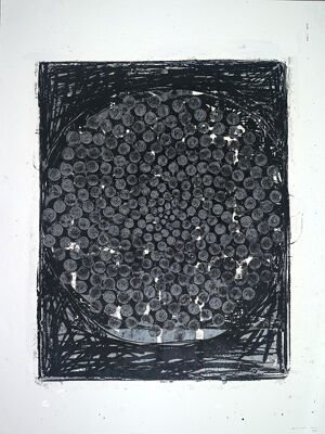 Screenprint in three colors on Lana Aquarelle paper (torn to size) (MP)