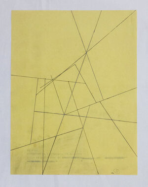 Pencil and ink on yellow paper