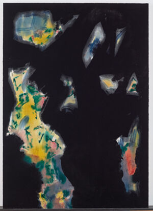 Silk, velvet and dye on plywood panel