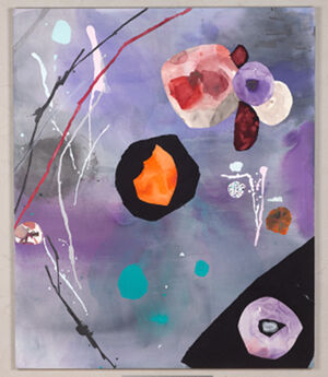 Mixed Media (acrylic paint, paper, fabric, watercolor) on canvas