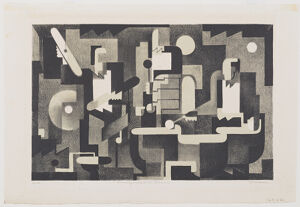 Color lithograph on off white wove paper