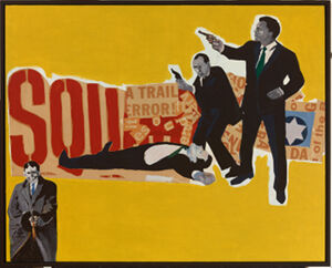 Acrylic and paper collage on canvas