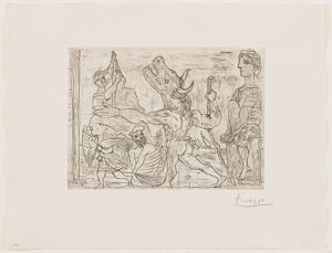 Etching, burin engraving and scraper