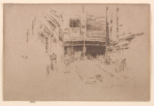 Etching and drypoint in dark brown ink on cream laid paper