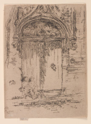 Etching in black ink on cream laid paper