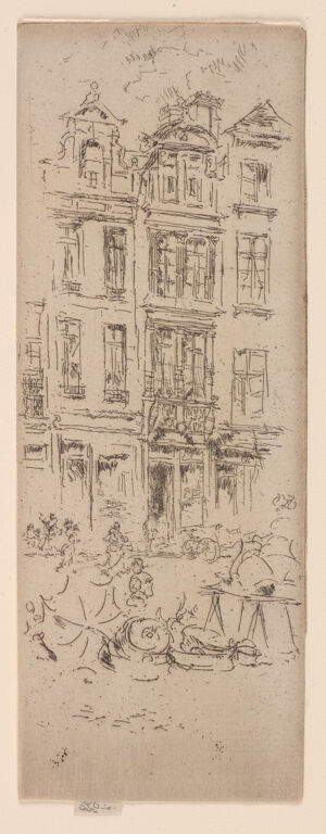 Etching and drypoint in black ink on cream laid paper