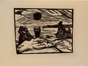 Woodcut on laid paper