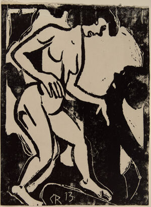 Woodcut on chamois laid Japan