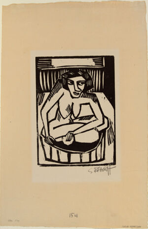 Woodcut on chamois laid paper