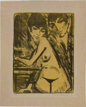 Color lithograph on brown paper