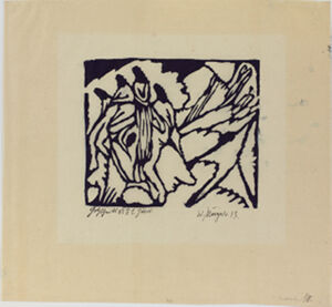 Woodcut on laid Japan paper
