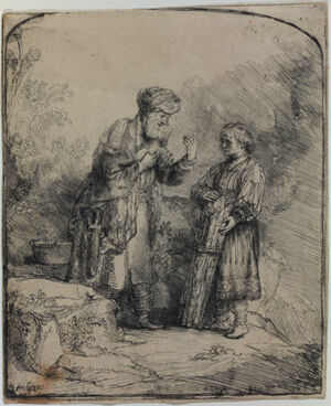 Etching with drypoint on laid paper