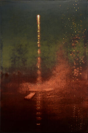 Polished oil over acrylic on canvas