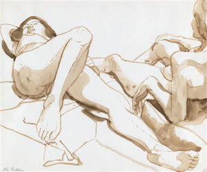 Brown ink on cream wove paper