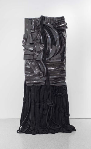 Bronze with black patina, silk, wool, polished cotton and Synthetic fibers with steel support