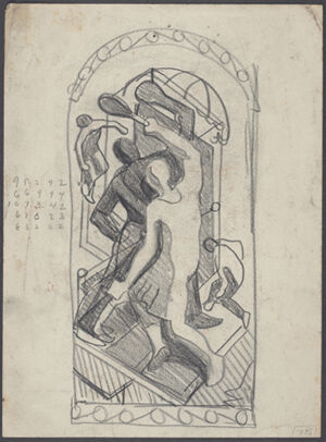 charcoal on off-white wove paper