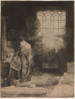 Etching, drypoint, engraving in black ink on oatmeal paper