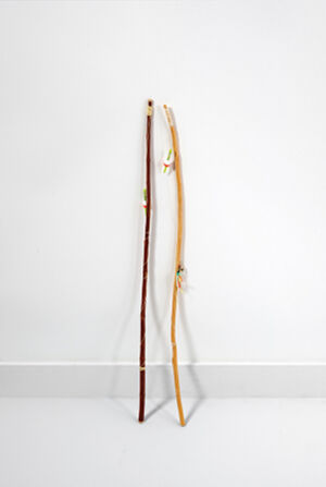 painted bronze, string and wire