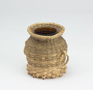 Brown ash, sweetgrass, glass jar