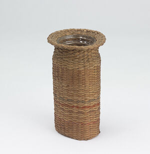 Brown ash, sweetgrass, commercial dye, glass jar