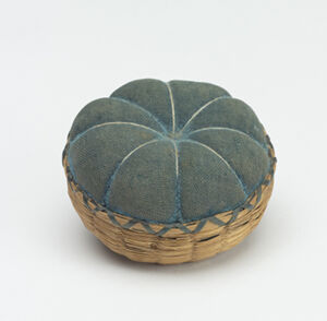 Brown ash, sweetgrass, fabric, commercial dye