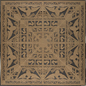 Cut paper mounted on blue-black paper