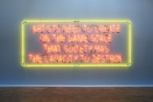 Glass neon, metal brackets