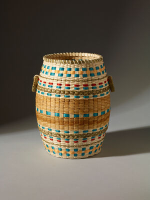 Ash, sweetgrass, cedar bark, dye