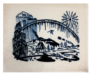 Woodcut, wood engraving, photo engraving on paper