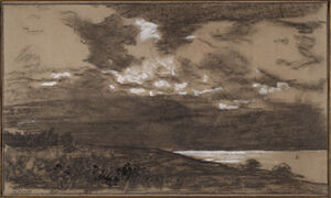 Charcoal and white chalk on gray paper