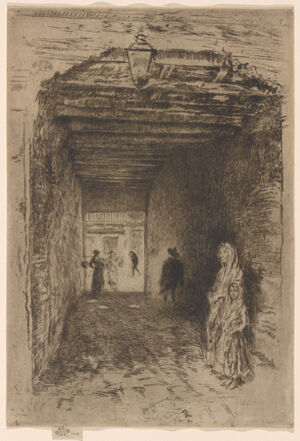 Etching and drypoint in black ink on ivory laid paper; seventh state (of seventeen)