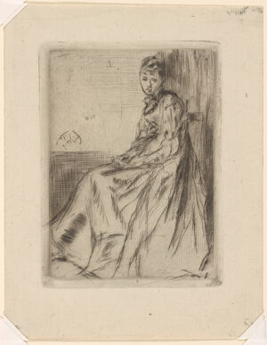 Drypoint in black ink on greenish ivory laid paper; second state (of five)