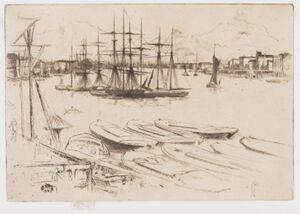 Etching and drypoint in black ink on ivory laid paper