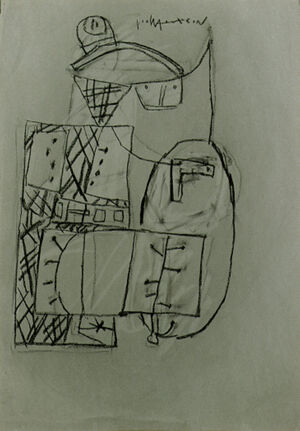 charcoal or black chalk on colored paper
