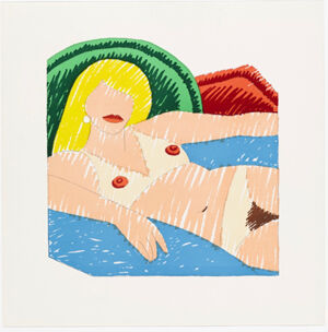 Rubber stamp color relief prints and envelopes on paper