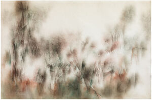Oil, conté crayon, pastel on paper