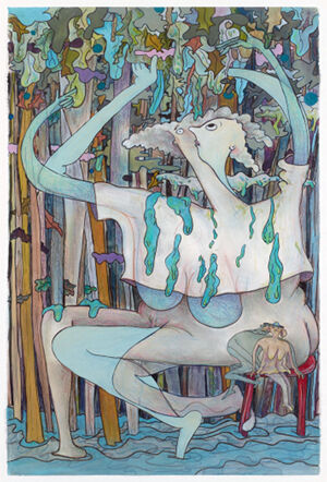 Watercolor, gouache, graphite, colored pencil, ink and crayon on paper
