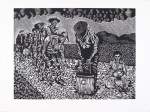 Linocut on paper