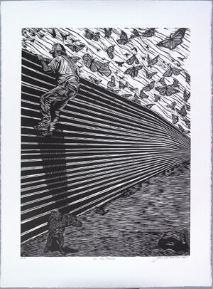 Linocut on paper